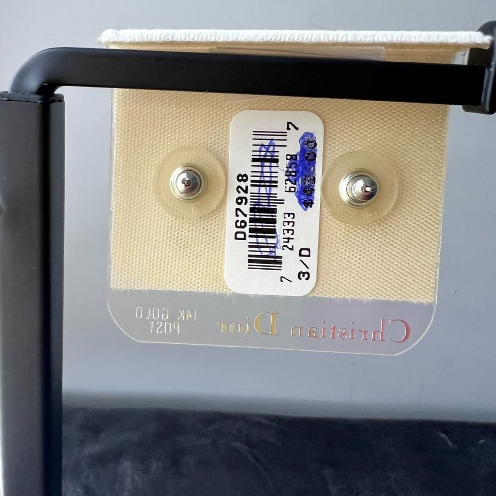 NWT Vintage Christian Dior Signed Gunmetal Plated Earrings with 14 kt Gold Posts - Picture 3 of 6